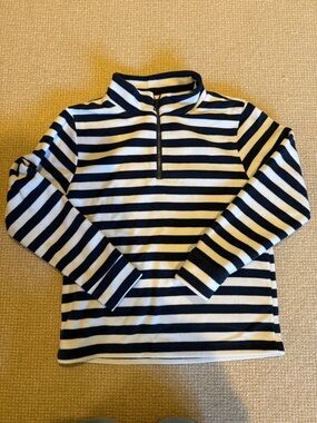 Dudley Stephens Navy and White Fleece Striped Pullover - size large